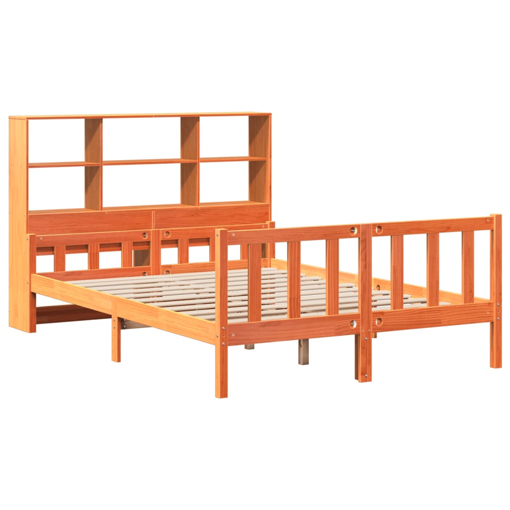 vidaXL Bookcase Bed without Mattress Wax Brown 150x200 cm King Solid Wood