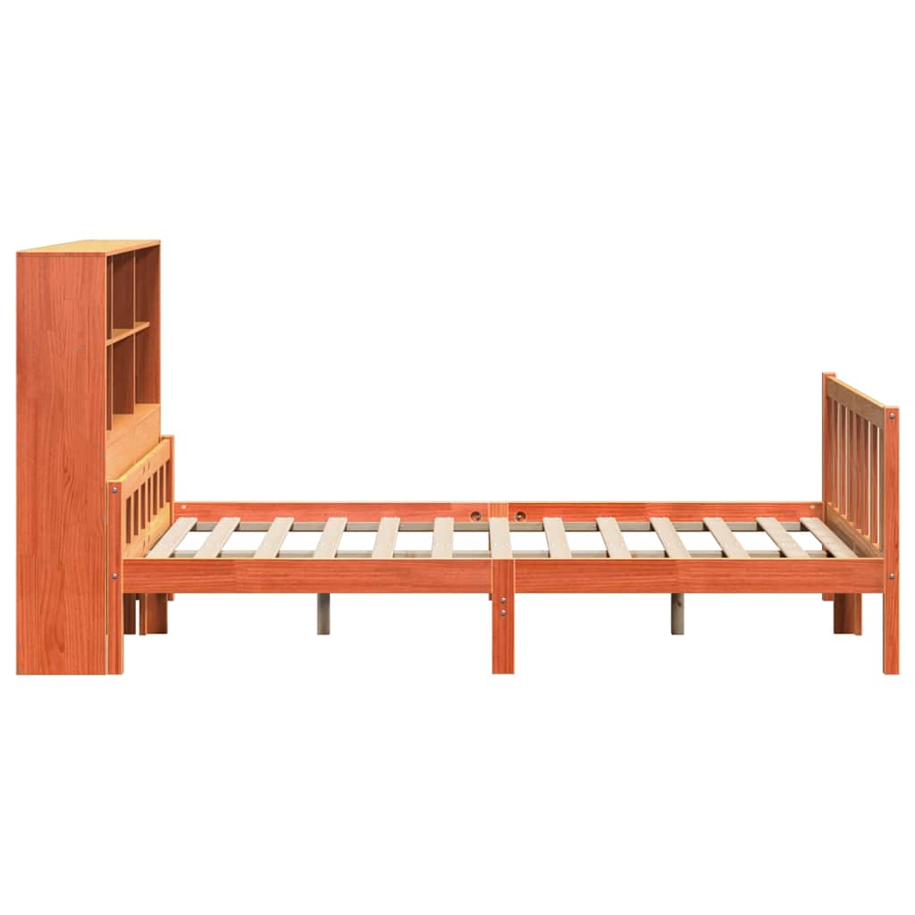 vidaXL Bookcase Bed without Mattress Wax Brown 150x200 cm King Solid Wood