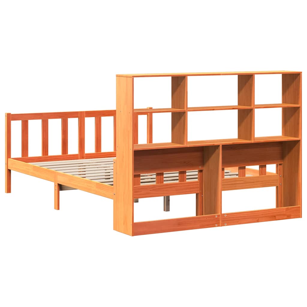 vidaXL Bookcase Bed without Mattress Wax Brown 150x200 cm King Solid Wood