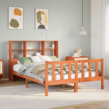 vidaXL Bookcase Bed without Mattress Wax Brown 150x200 cm King Solid Wood