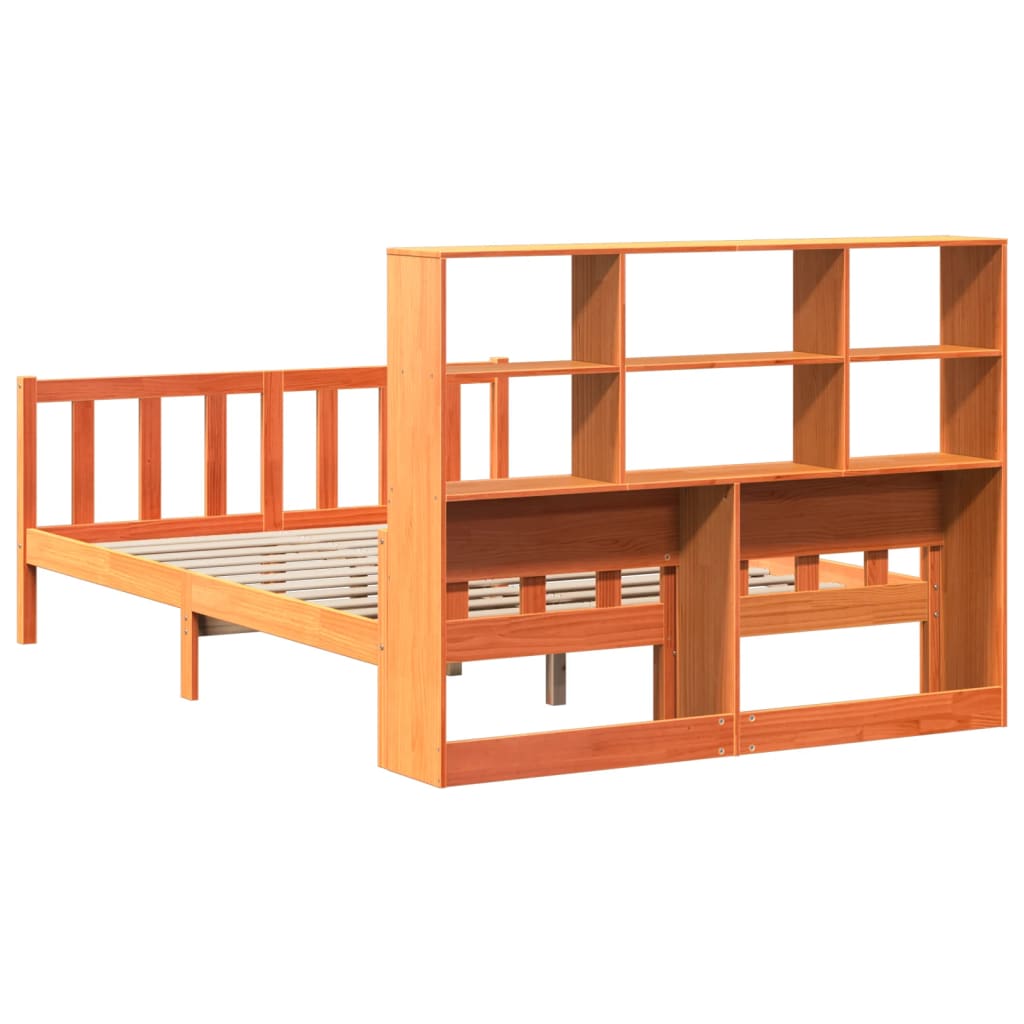 vidaXL Bookcase Bed without Mattress Wax Brown 160x200 cm Solid Wood