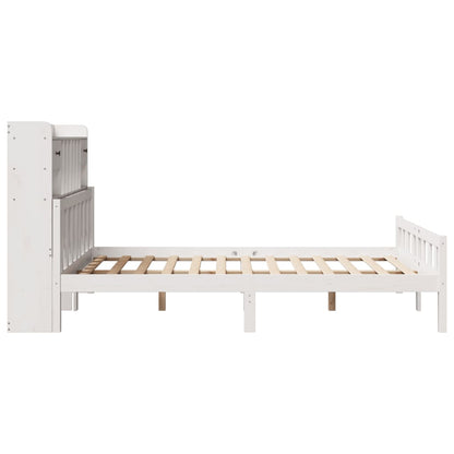 vidaXL Bookcase Bed without Mattress White 150x200 cm King Size Solid Wood Pine