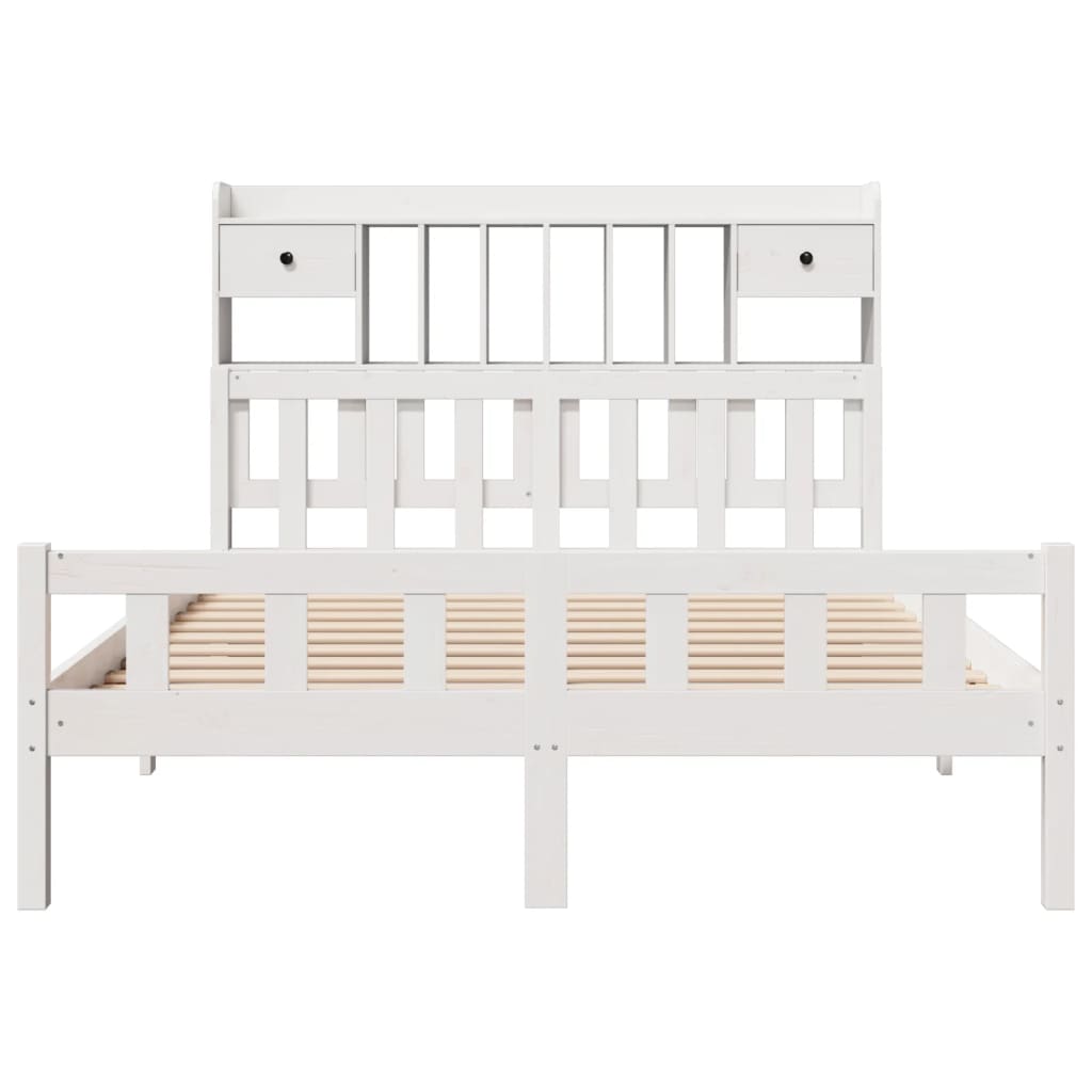 vidaXL Bookcase Bed without Mattress White 160x200 cm Solid Wood Pine