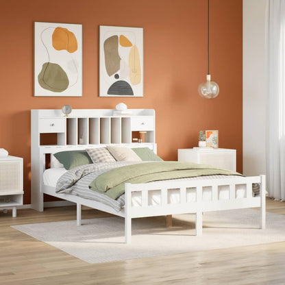 vidaXL Bookcase Bed without Mattress White 160x200 cm Solid Wood Pine