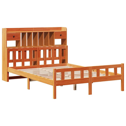vidaXL Bookcase Bed without Mattress Wax Brown 150x200 cm King Size Solid Wood Pine
