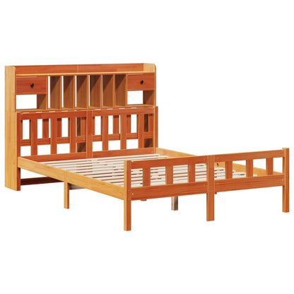 vidaXL Bookcase Bed without Mattress Wax Brown 160x200cm Solid Wood Pine