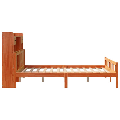 vidaXL Bookcase Bed without Mattress Wax Brown 160x200cm Solid Wood Pine