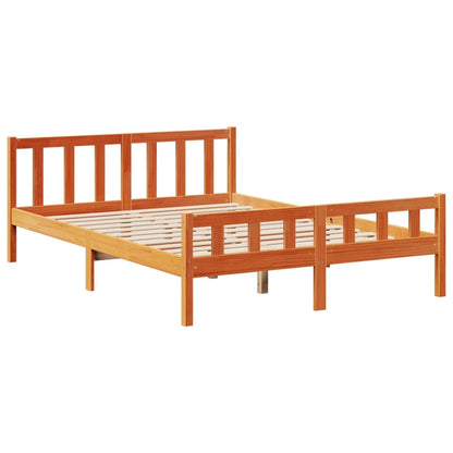 vidaXL Bookcase Bed without Mattress Wax Brown 160x200cm Solid Wood Pine