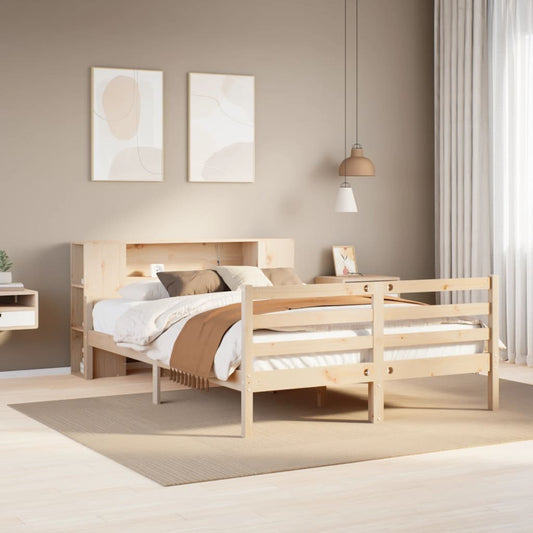 vidaXL Bookcase Bed without Mattress 135x190 cm Double Solid Wood Pine