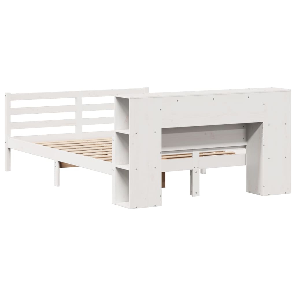 vidaXL Bookcase Bed without Mattress White 135x190 cm Double Solid Wood Pine