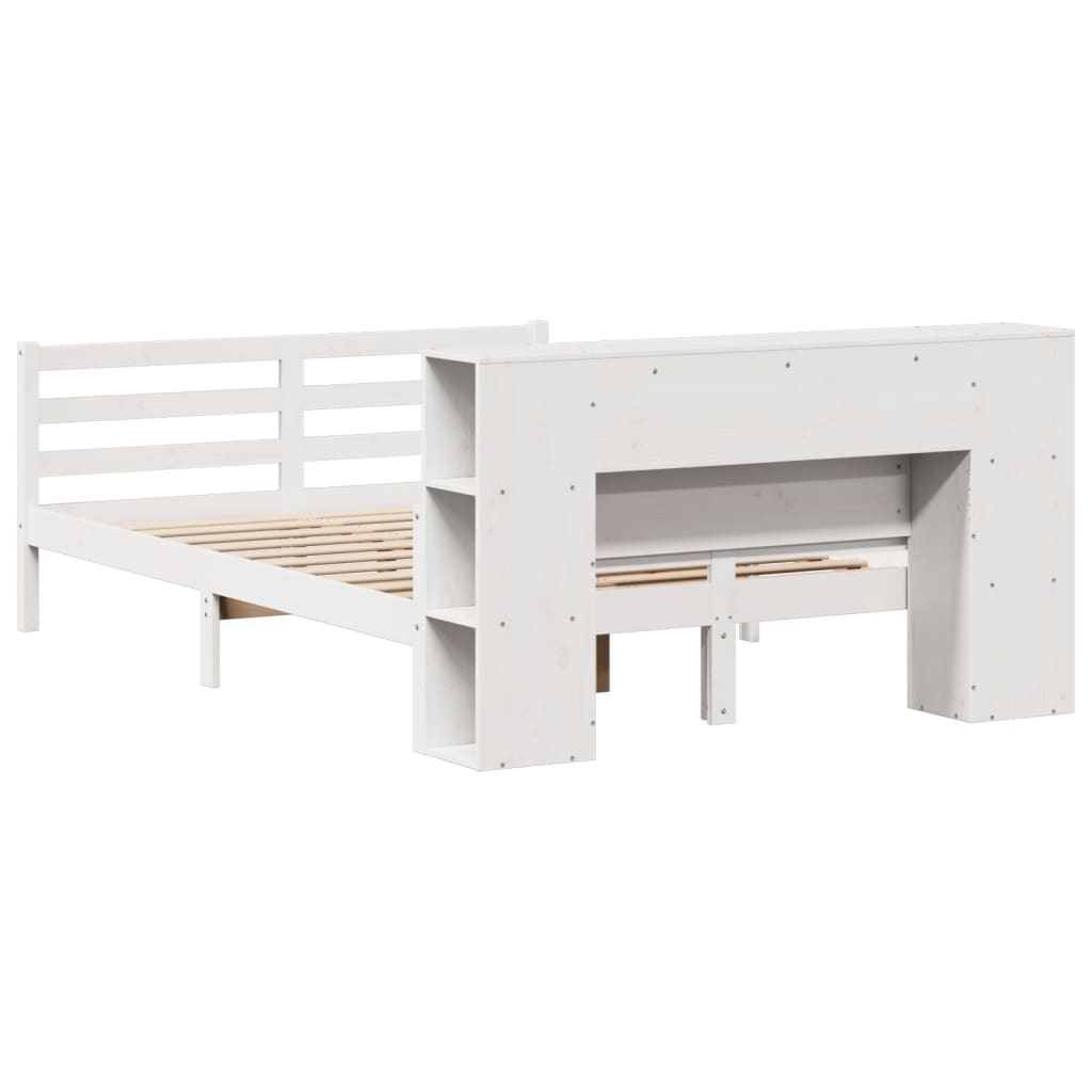 vidaXL Bookcase Bed without Mattress White 140x200 cm Solid Wood Pine