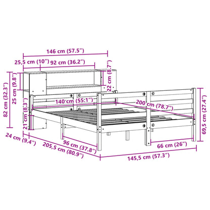 vidaXL Bookcase Bed without Mattress White 140x200 cm Solid Wood Pine