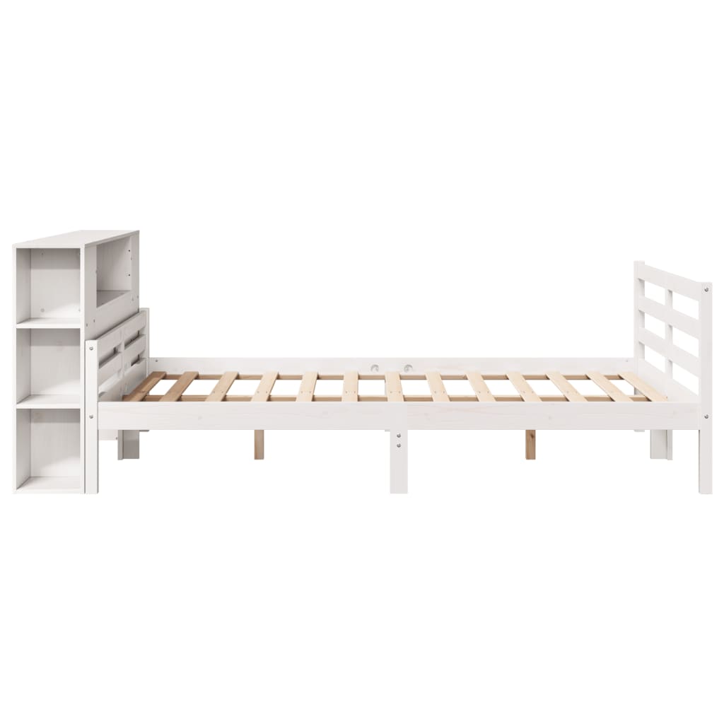 vidaXL Bookcase Bed without Mattress White 150x200 cm King Solid Wood Pine