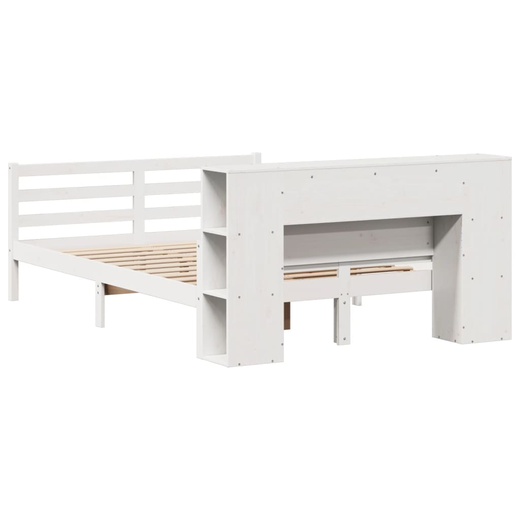 vidaXL Bookcase Bed without Mattress White 150x200 cm King Solid Wood Pine
