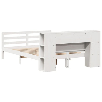 vidaXL Bookcase Bed without Mattress White 150x200 cm King Solid Wood Pine