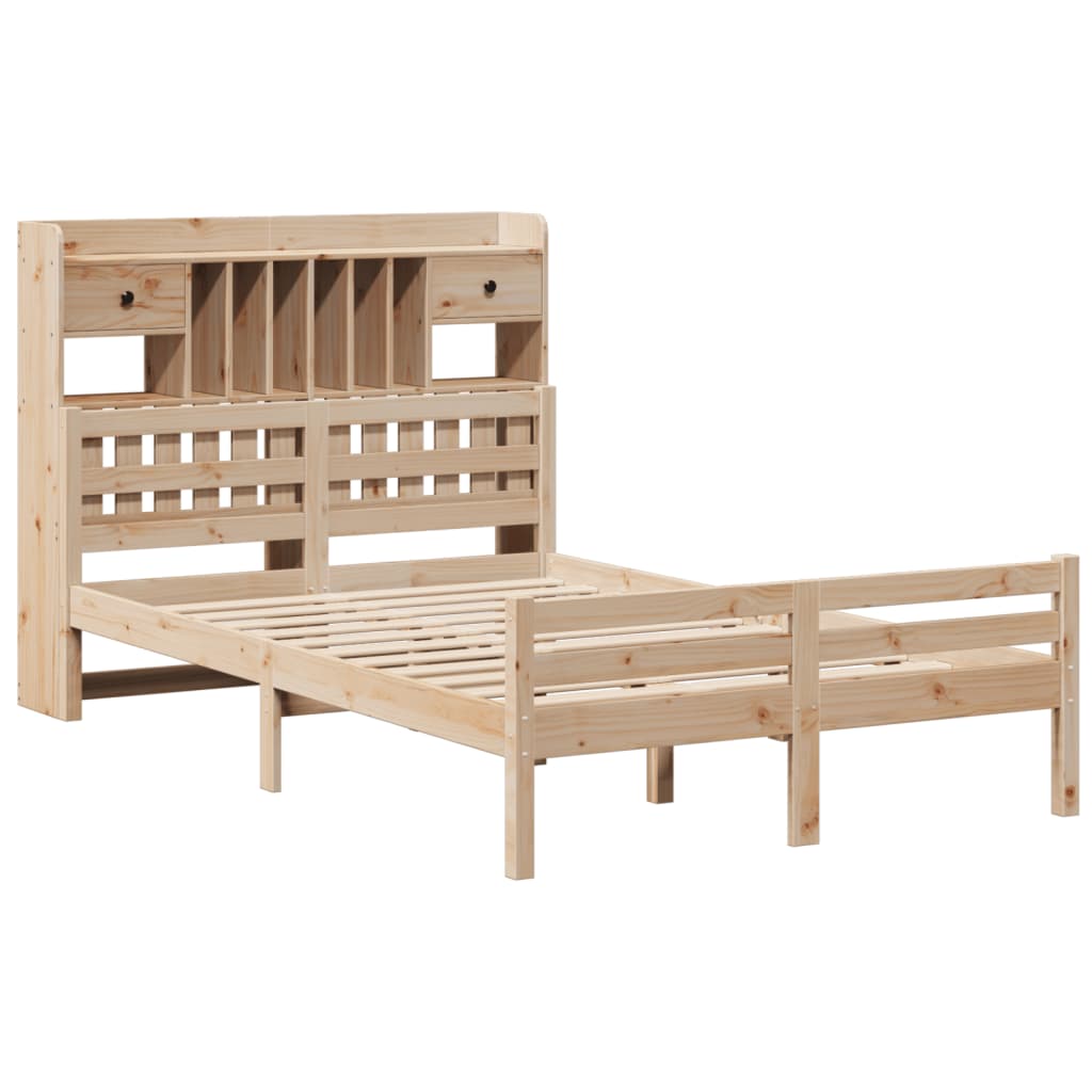 vidaXL Bookcase Bed without Mattress 135x190 cm Double Solid Wood Pine
