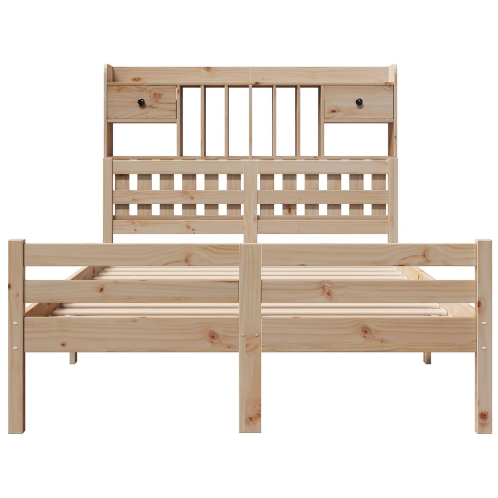 vidaXL Bookcase Bed without Mattress 135x190 cm Double Solid Wood Pine