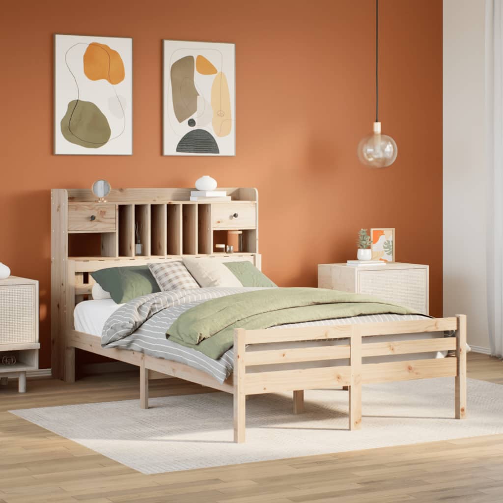 vidaXL Bookcase Bed without Mattress 135x190 cm Double Solid Wood Pine