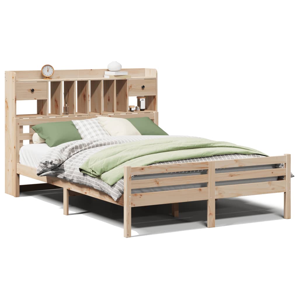 vidaXL Bookcase Bed without Mattress 140x190cm Solid Wood Pine