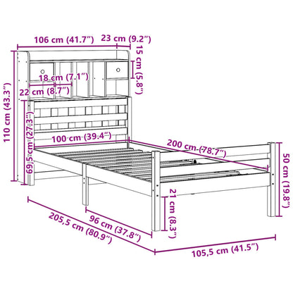 vidaXL Bookcase Bed without Mattress 100x200cm Solid Wood Pine