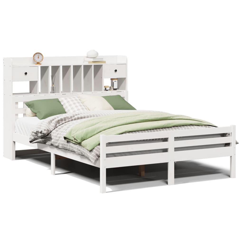 vidaXL Bookcase Bed without Mattress White 140x200cm Solid Wood Pine