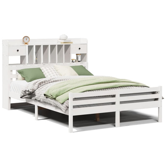 vidaXL Bookcase Bed without Mattress White 140x200cm Solid Wood Pine