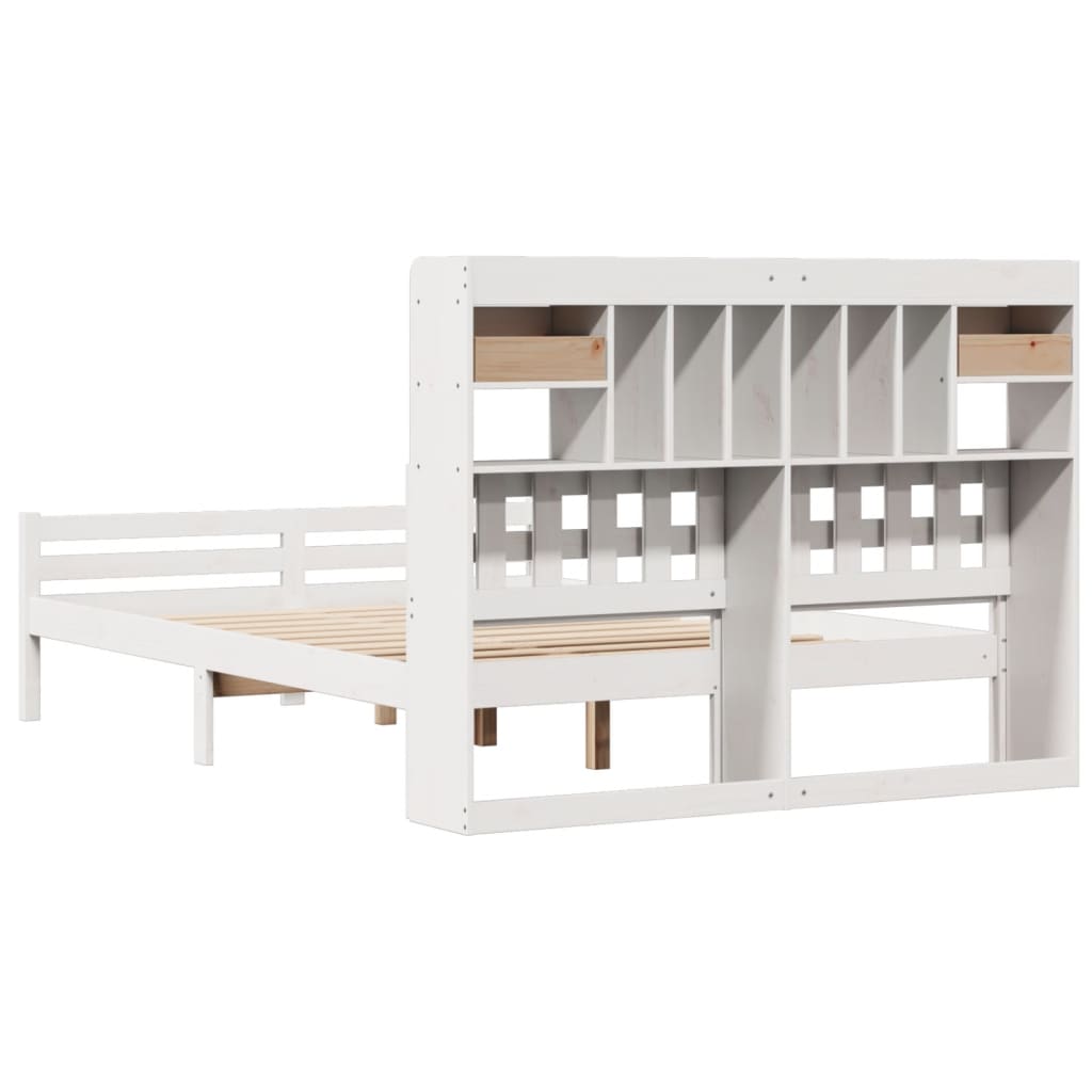 vidaXL Bookcase Bed without Mattress White 140x200cm Solid Wood Pine