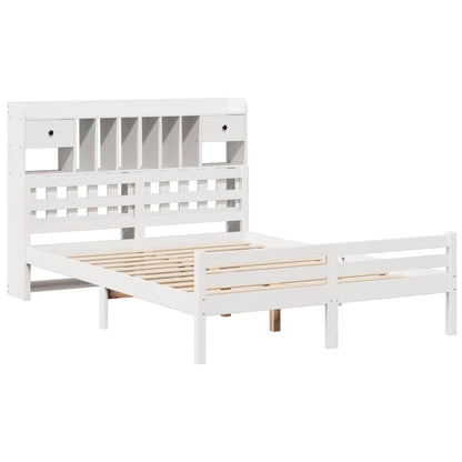 vidaXL Bookcase Bed without Mattress White 150x200 cm King Size Solid Wood Pine