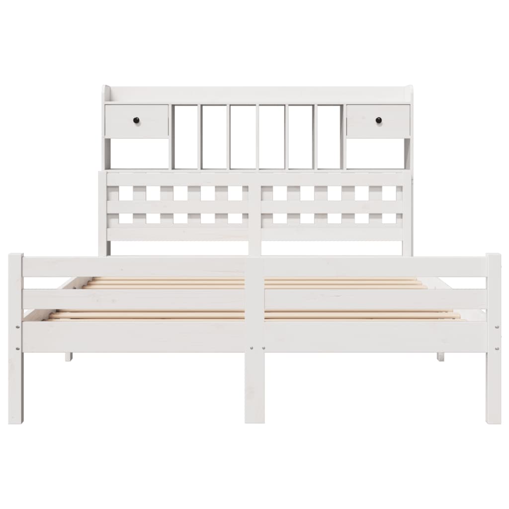 vidaXL Bookcase Bed without Mattress White 150x200 cm King Size Solid Wood Pine
