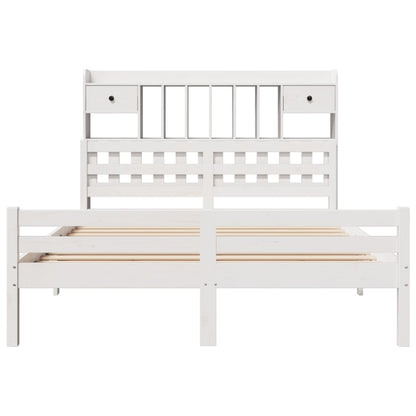 vidaXL Bookcase Bed without Mattress White 150x200 cm King Size Solid Wood Pine