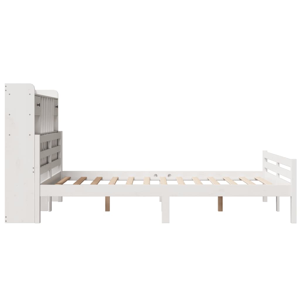 vidaXL Bookcase Bed without Mattress White 150x200 cm King Size Solid Wood Pine