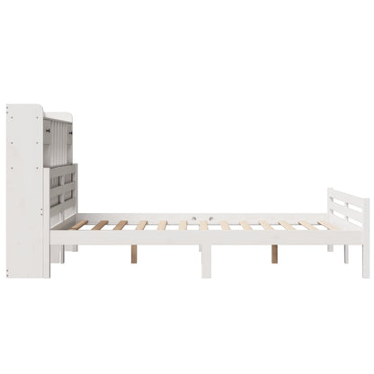 vidaXL Bookcase Bed without Mattress White 150x200 cm King Size Solid Wood Pine