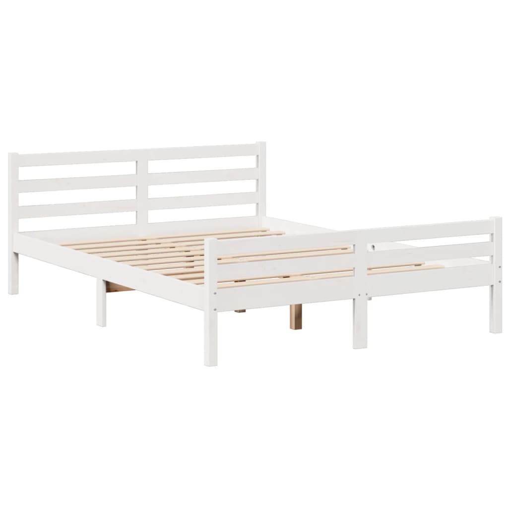 vidaXL Bookcase Bed without Mattress White 150x200 cm King Size Solid Wood Pine