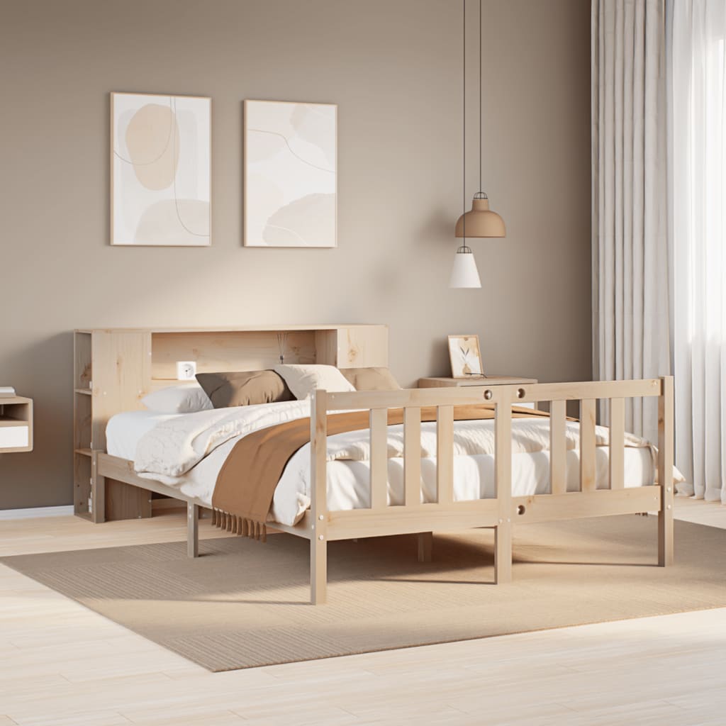 vidaXL Bookcase Bed without Mattress 135x190cm Solid Wood Pine