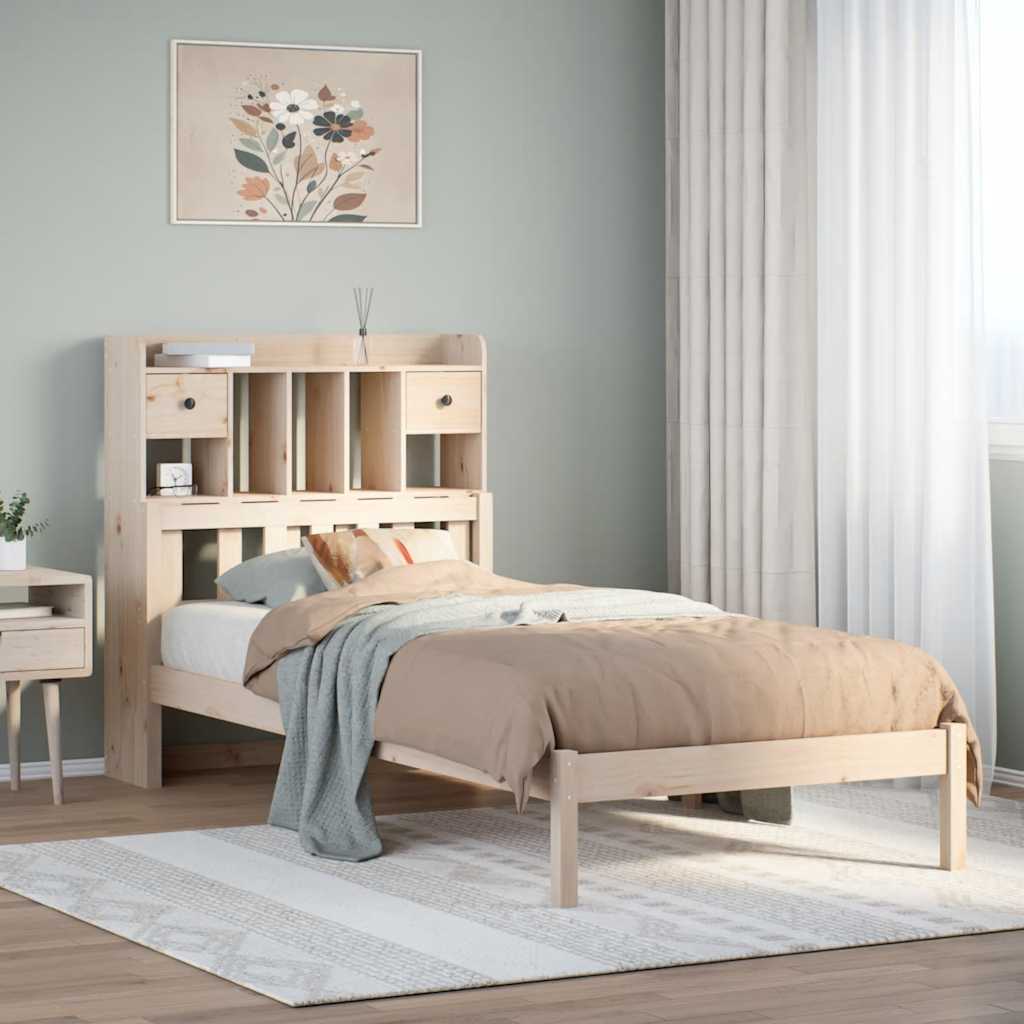 vidaXL Bookcase Bed without Mattress 75x190 cm Small Single Solid Wood Pine
