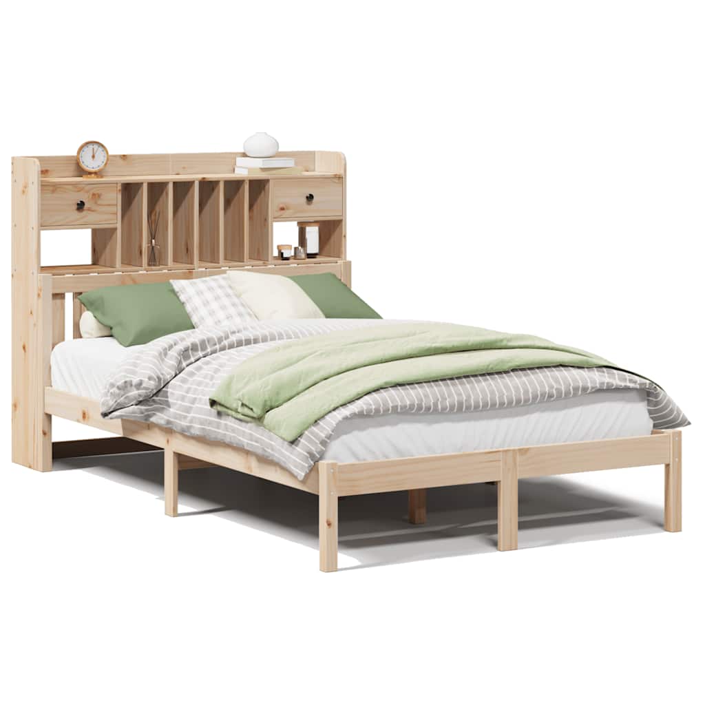 vidaXL Bookcase Bed without Mattress 135x190 cm Double Solid Wood Pine