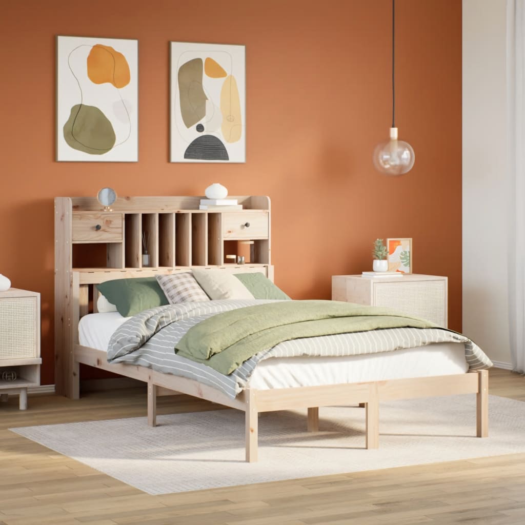 vidaXL Bookcase Bed without Mattress 135x190 cm Double Solid Wood Pine