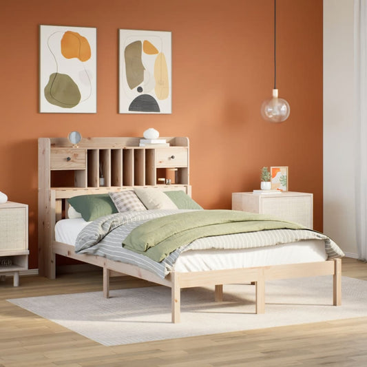 vidaXL Bookcase Bed without Mattress 135x190 cm Double Solid Wood Pine