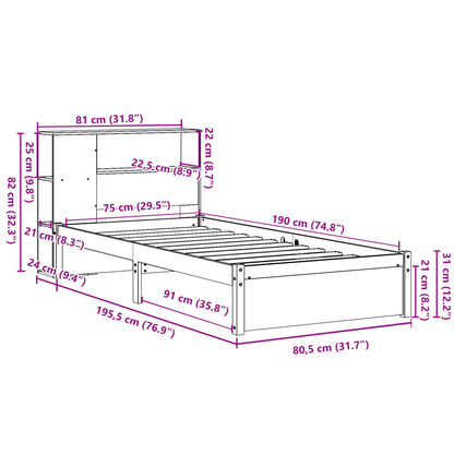 vidaXL Bookcase Bed without Mattress 75x190cm Small Single Solid Wood Pine