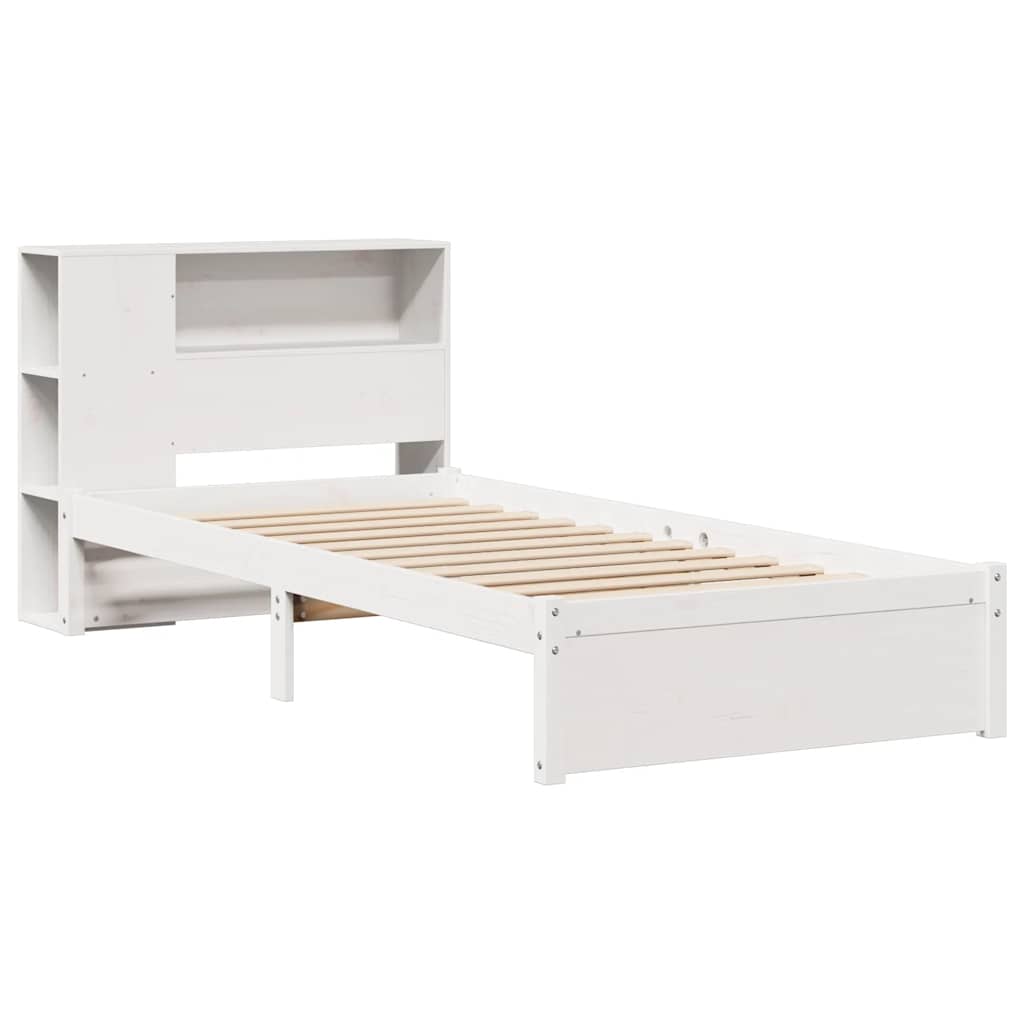 vidaXL Bookcase Bed without Mattress White 75x190cm Small Single Solid Wood Pine