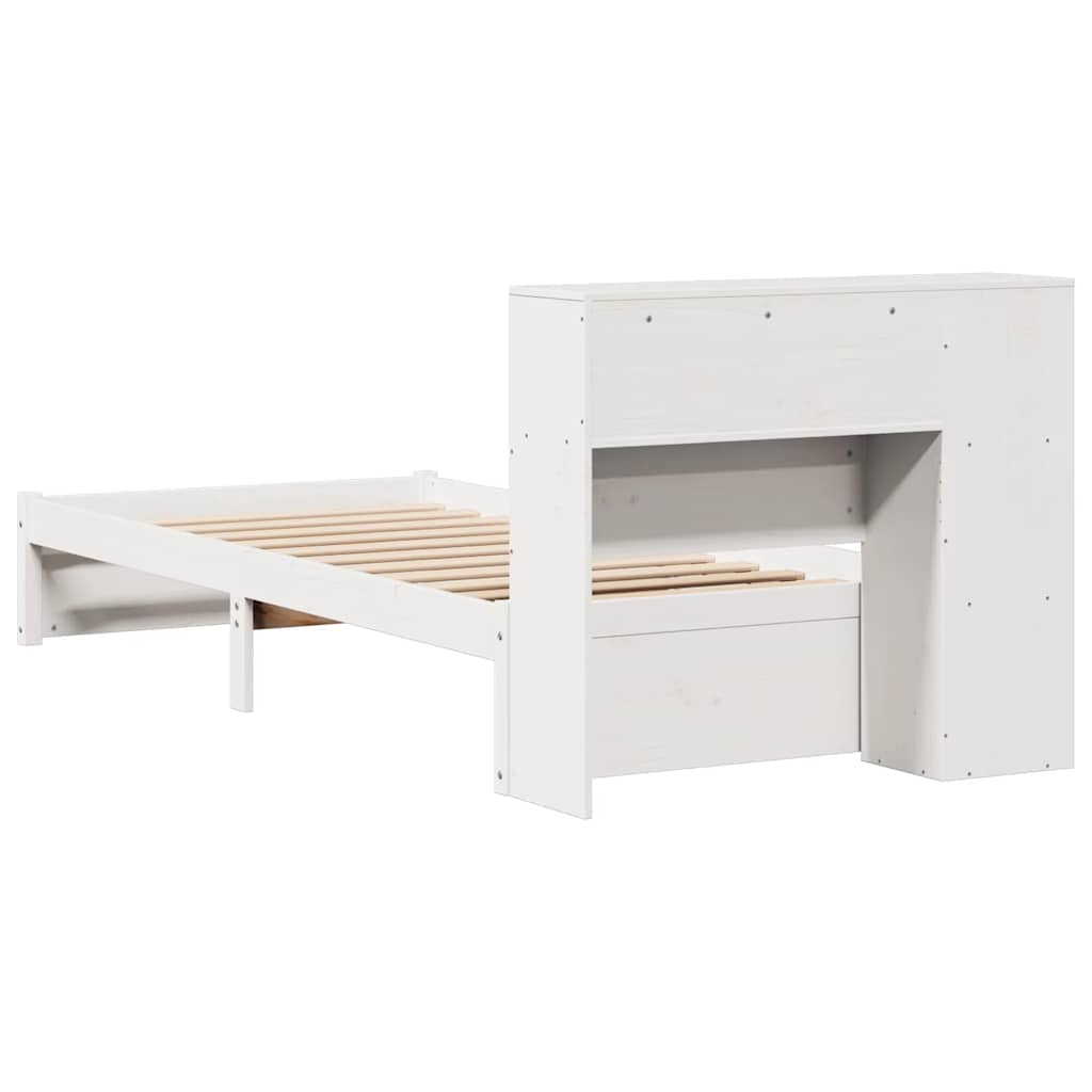 vidaXL Bookcase Bed without Mattress White 75x190cm Small Single Solid Wood Pine