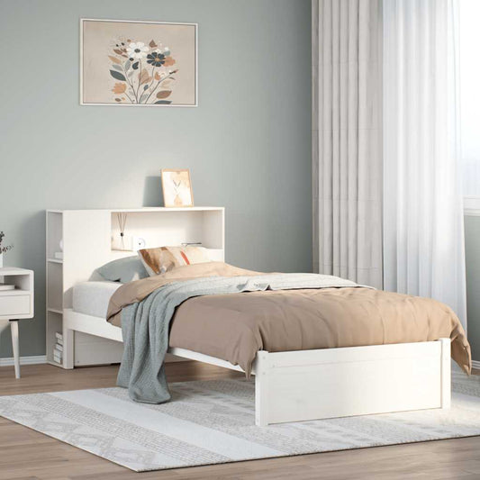 vidaXL Bookcase Bed without Mattress White 75x190cm Small Single Solid Wood Pine