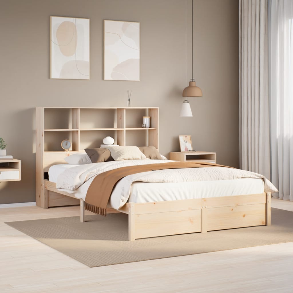 vidaXL Bookcase Bed without Mattress 150x200cm King Size Solid Wood Pine
