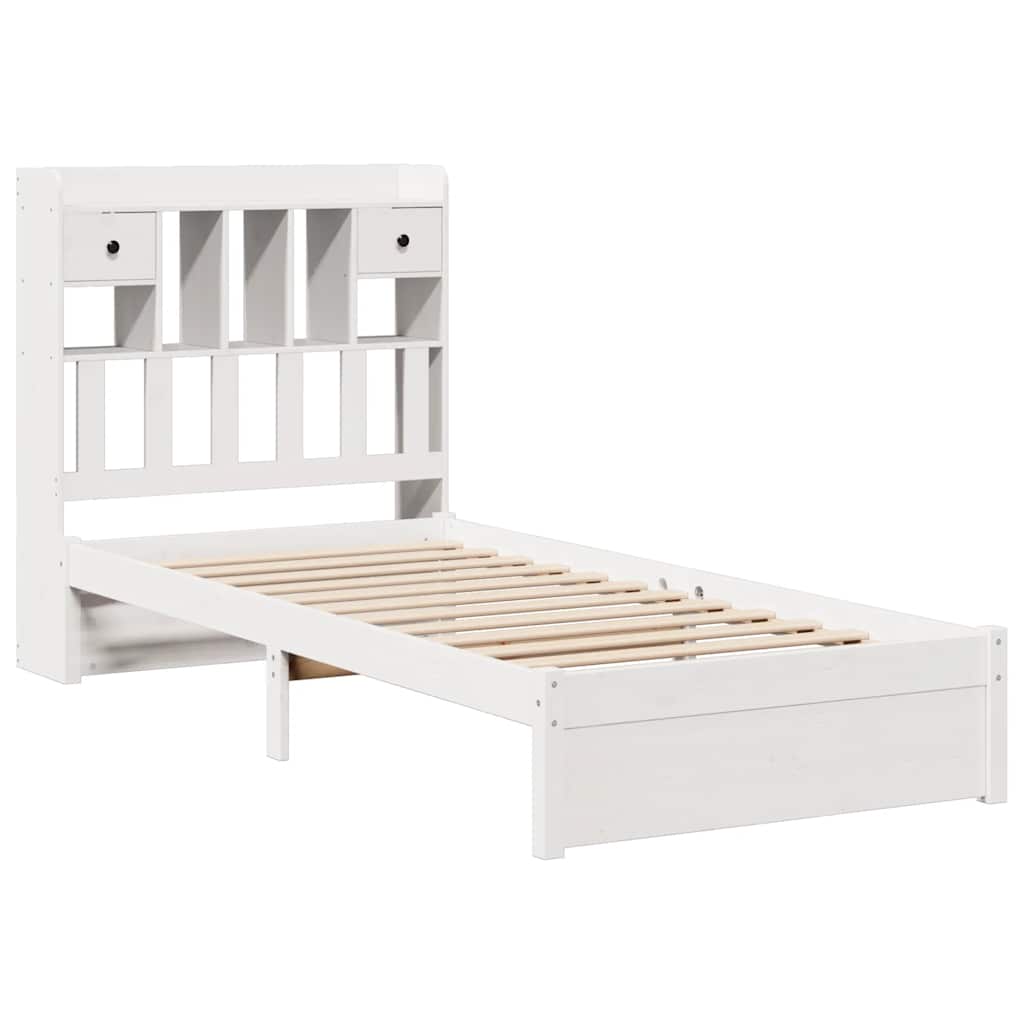 vidaXL Bookcase Bed without Mattress White 75x190cm Small Single Solid Wood Pine