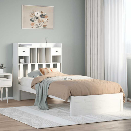 vidaXL Bookcase Bed without Mattress White 75x190cm Small Single Solid Wood Pine
