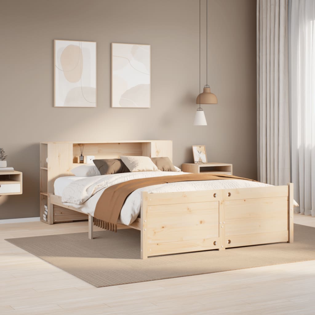 vidaXL Bookcase Bed without Mattress 135x190cm Double Solid Wood Pine