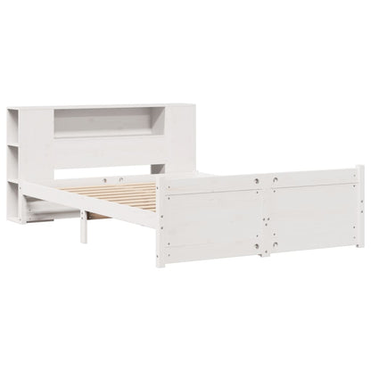vidaXL Bookcase Bed without Mattress White 135x190cm Double Solid Wood Pine