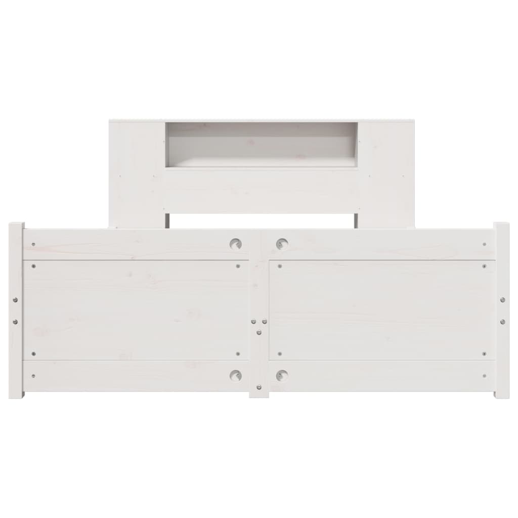 vidaXL Bookcase Bed without Mattress White 135x190cm Double Solid Wood Pine