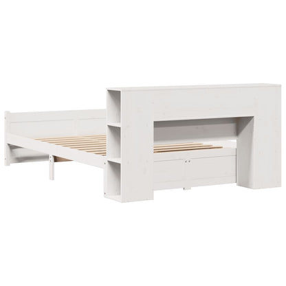 vidaXL Bookcase Bed without Mattress White 135x190cm Double Solid Wood Pine