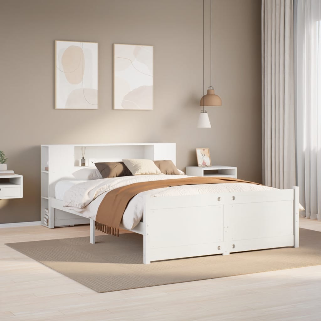 vidaXL Bookcase Bed without Mattress White 140x200cm Solid Wood Pine